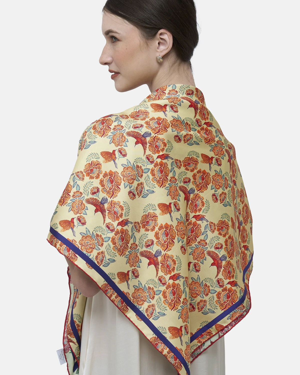STUDIO QILING | Crimson Sunbird Mint Sunrise Double Side Silk Scarf 100
