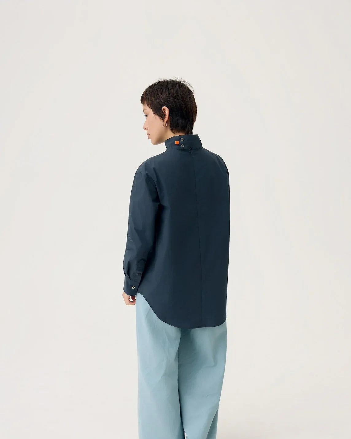 3EIGHTH | Oki Scarf Collar Top in Navy