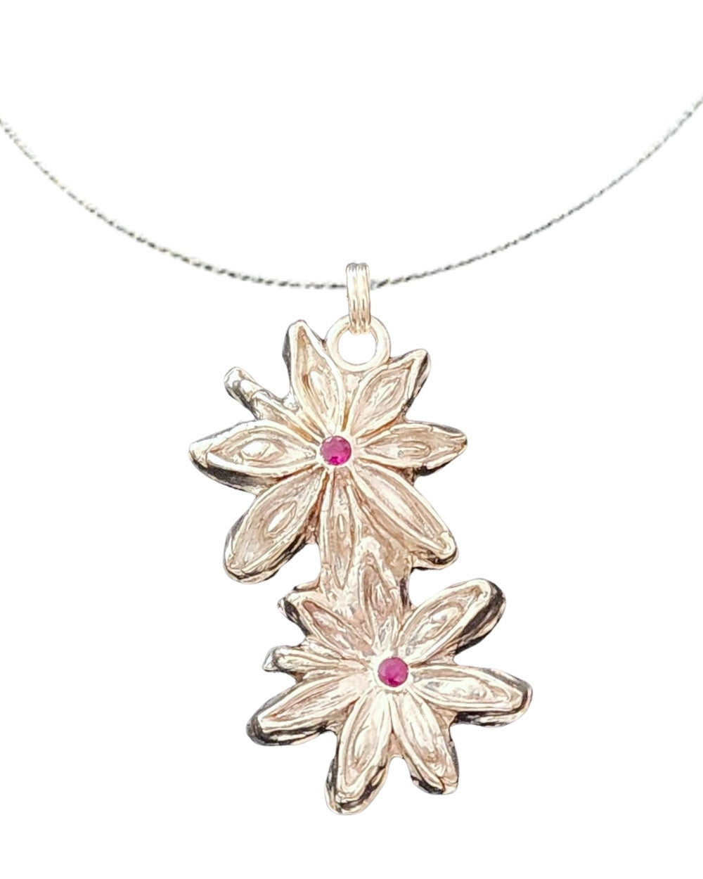 CREATIVE JEWELLERY STUDIO | Ruby, Silver Twin Star Anise Pendant Necklace by Annyun