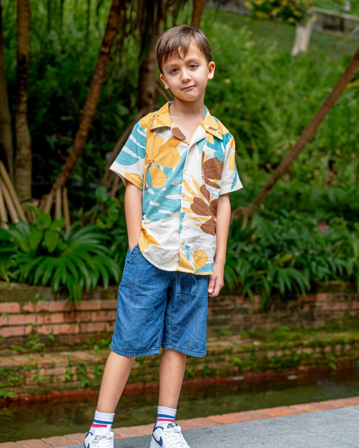 NIMBU | Valeria Beige Kids Shirt in Flex Cotton