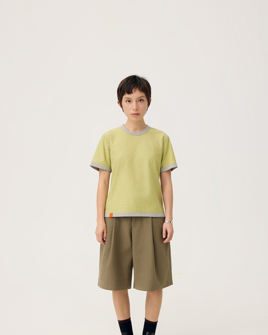 3EIGHTH | Everyday Reversible Tee In Zinc Grey & Lemon Fizz