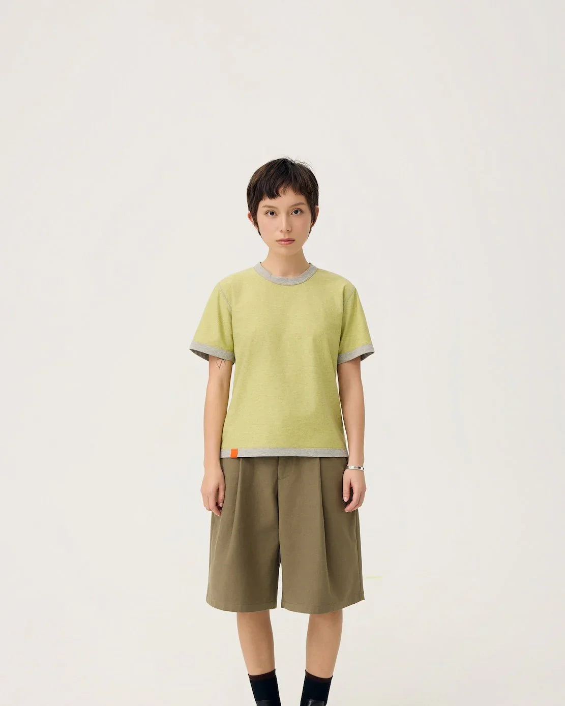 3EIGHTH | Everyday Reversible Tee In Zinc Grey & Lemon Fizz