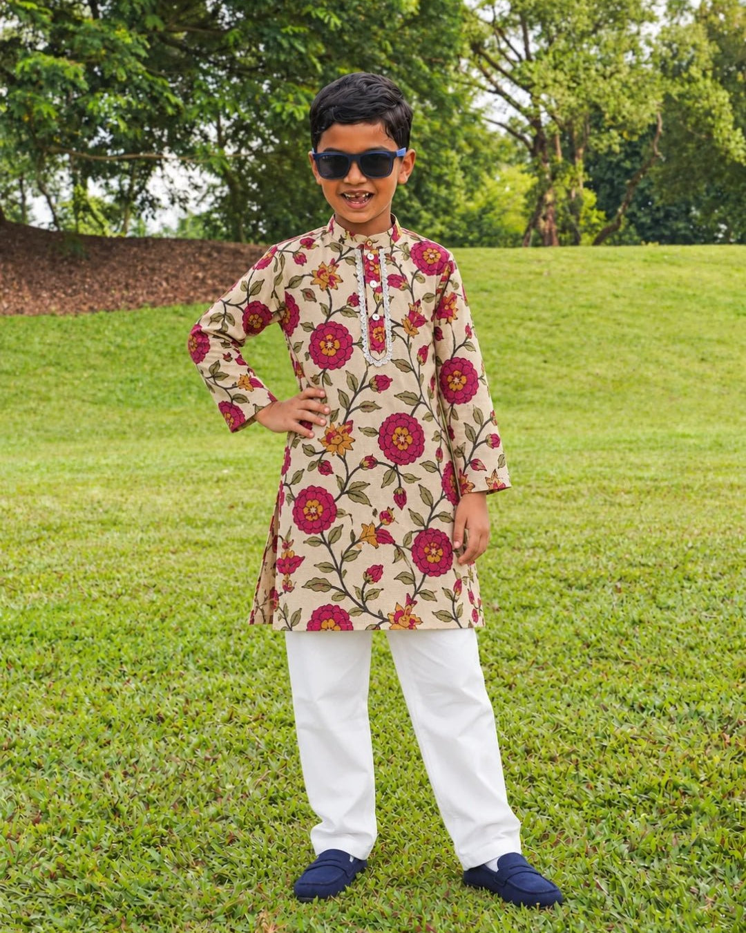 NIMBU | Vanya Beige Rose Gold Boys Kurta Pajama