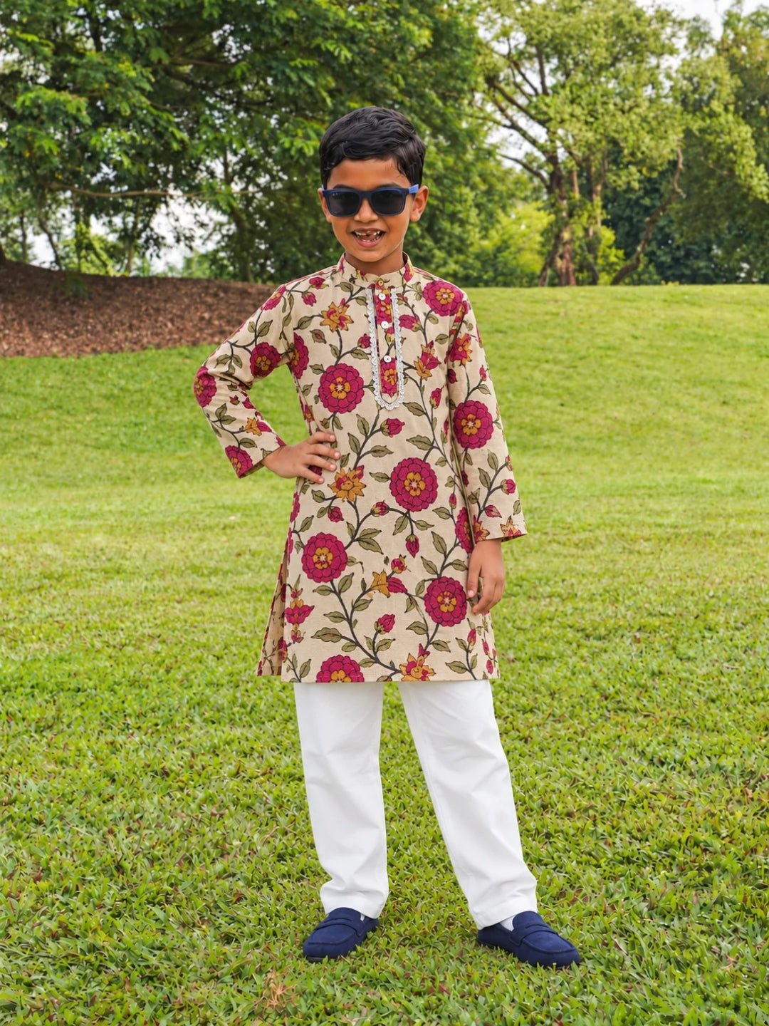 NIMBU | Vanya Beige Rose Gold Boys Kurta Pajama