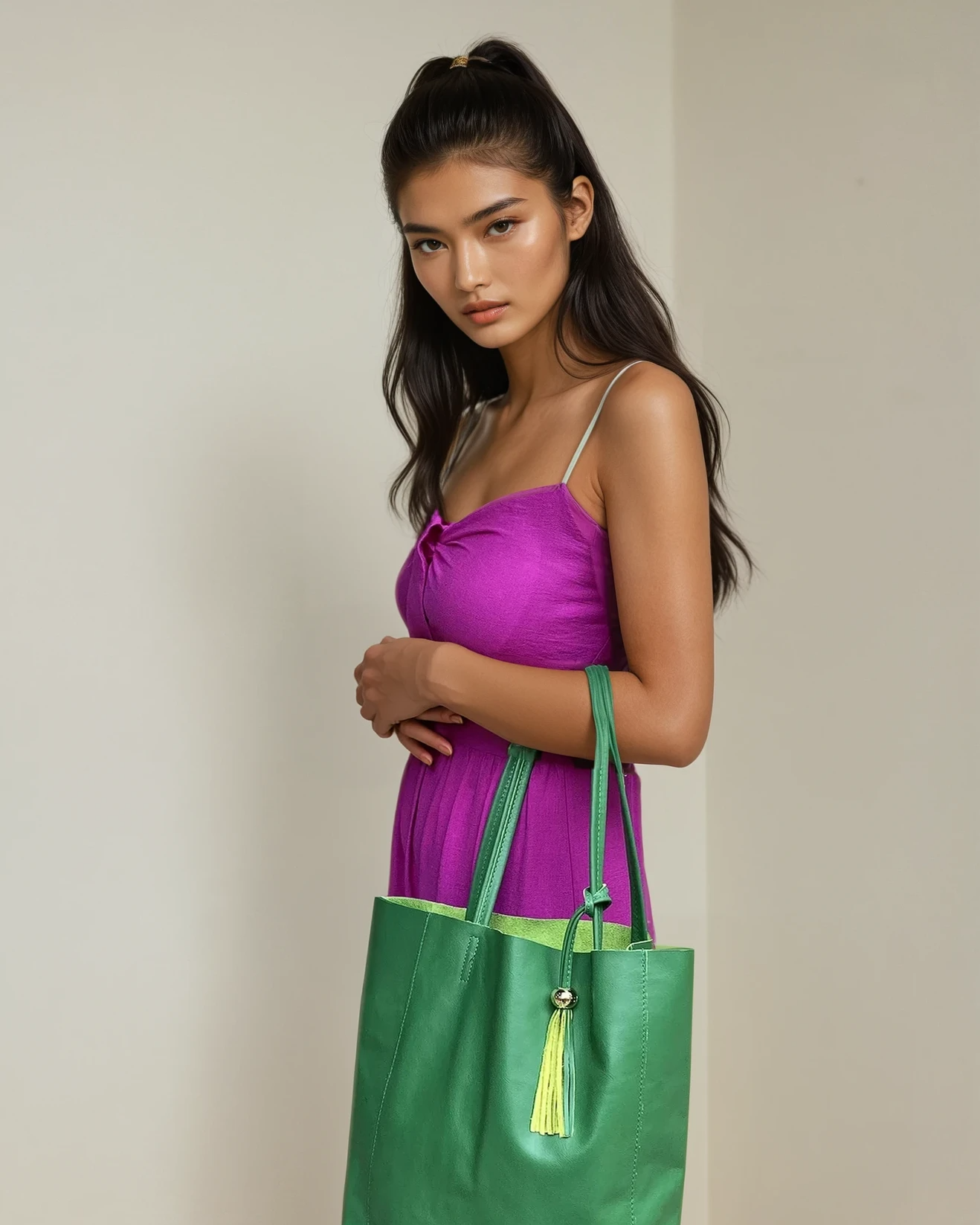 DESTI SAINT | Italian Leather Shopper - Emerald