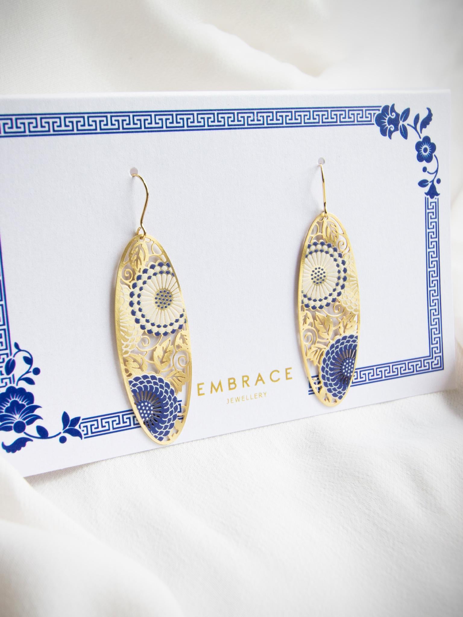 EMBRACE JEWELLERY | Chrysanthemum Oval Earrings