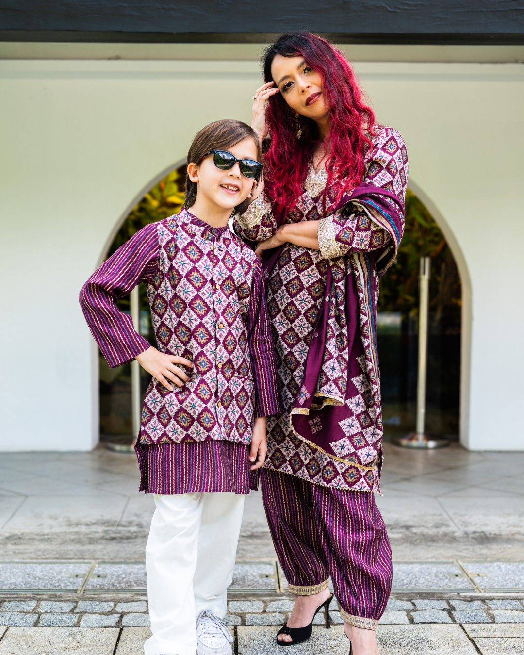 NIMBU | Tara Purple Boys Kurta Pajama Jacket in Muslin Cotton