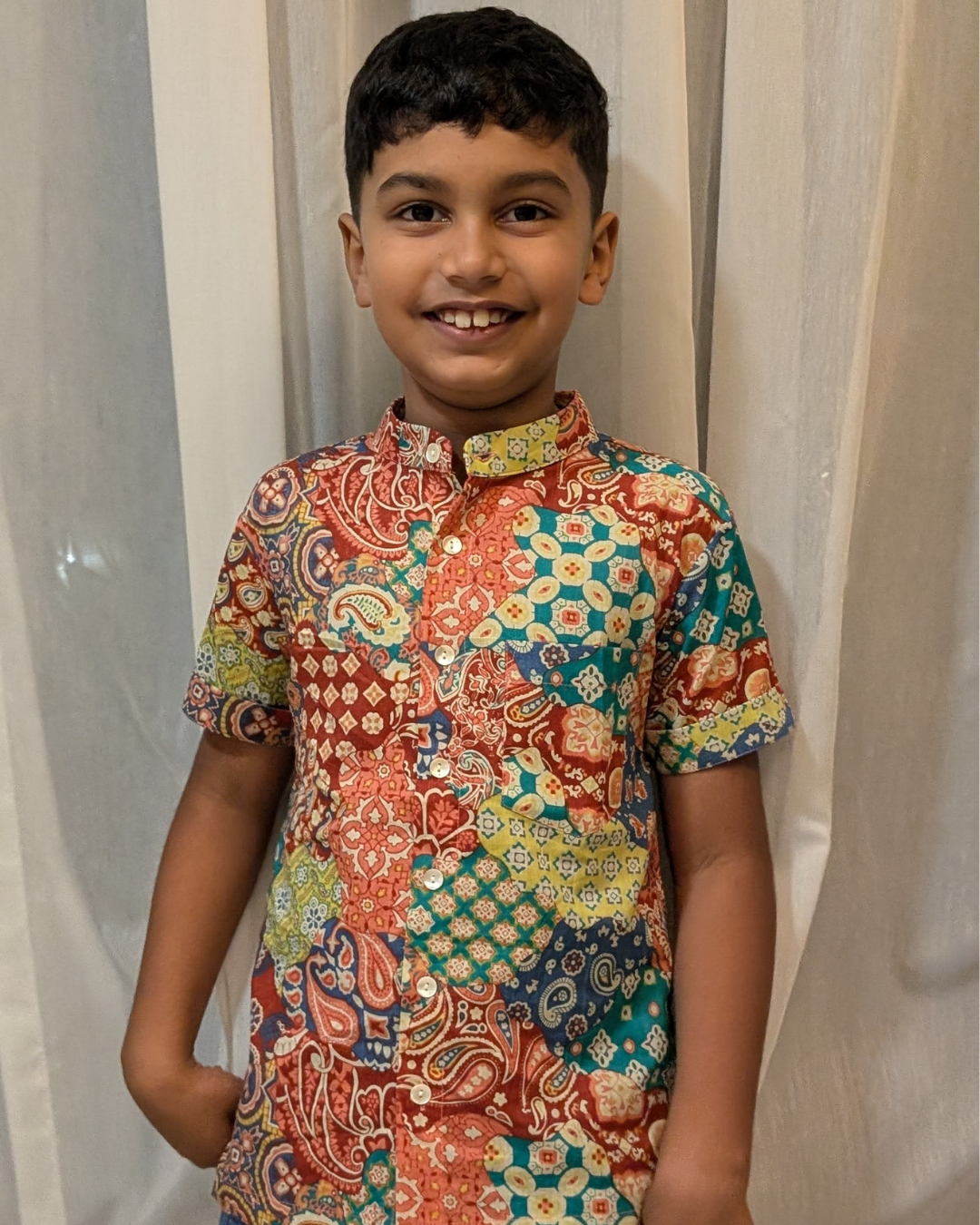 NIMBU | Harmony Multicolor Kids Mandarin Cotton Shirt