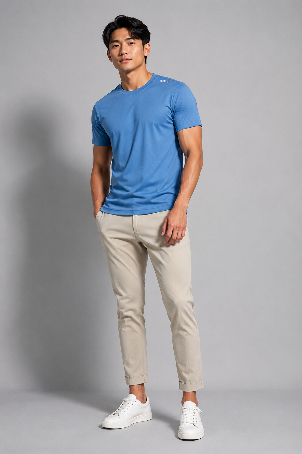 WRLD | Ridge Logo Round Neck Tee | Blue