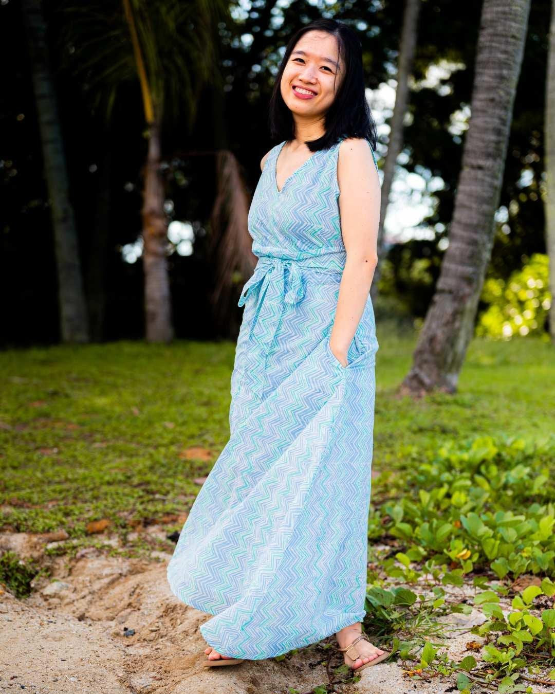 NIMBU | Vela Women's Ocean Wave Dress With Obi Belt