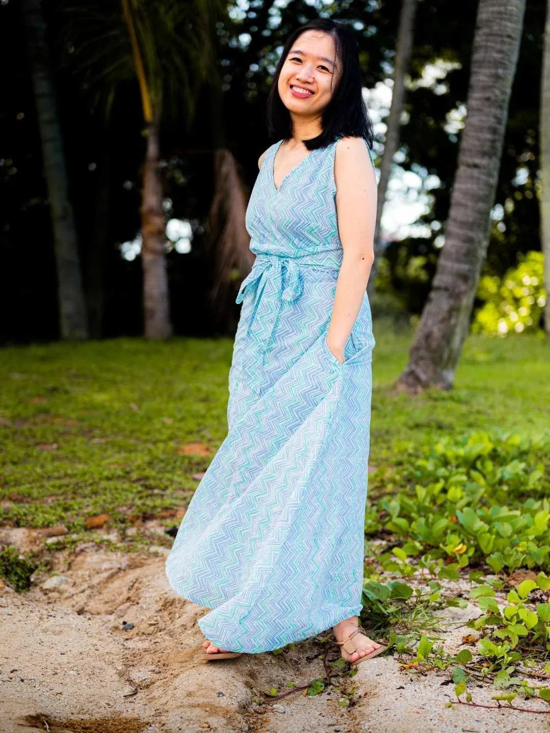NIMBU | Vela Women's Ocean Wave Dress With Obi Belt