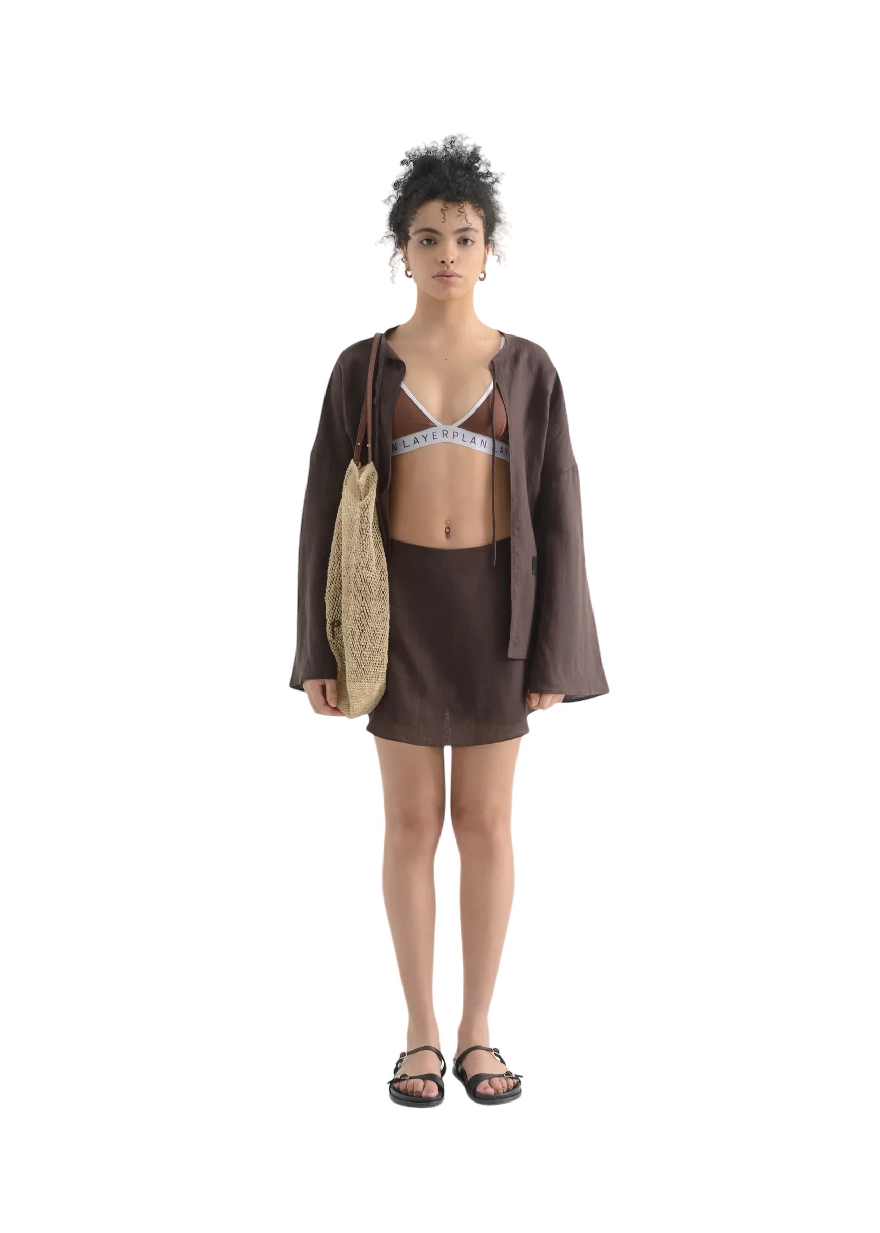 LAYERPLAN | Vinn Front Tie Line Jacket - Truffle