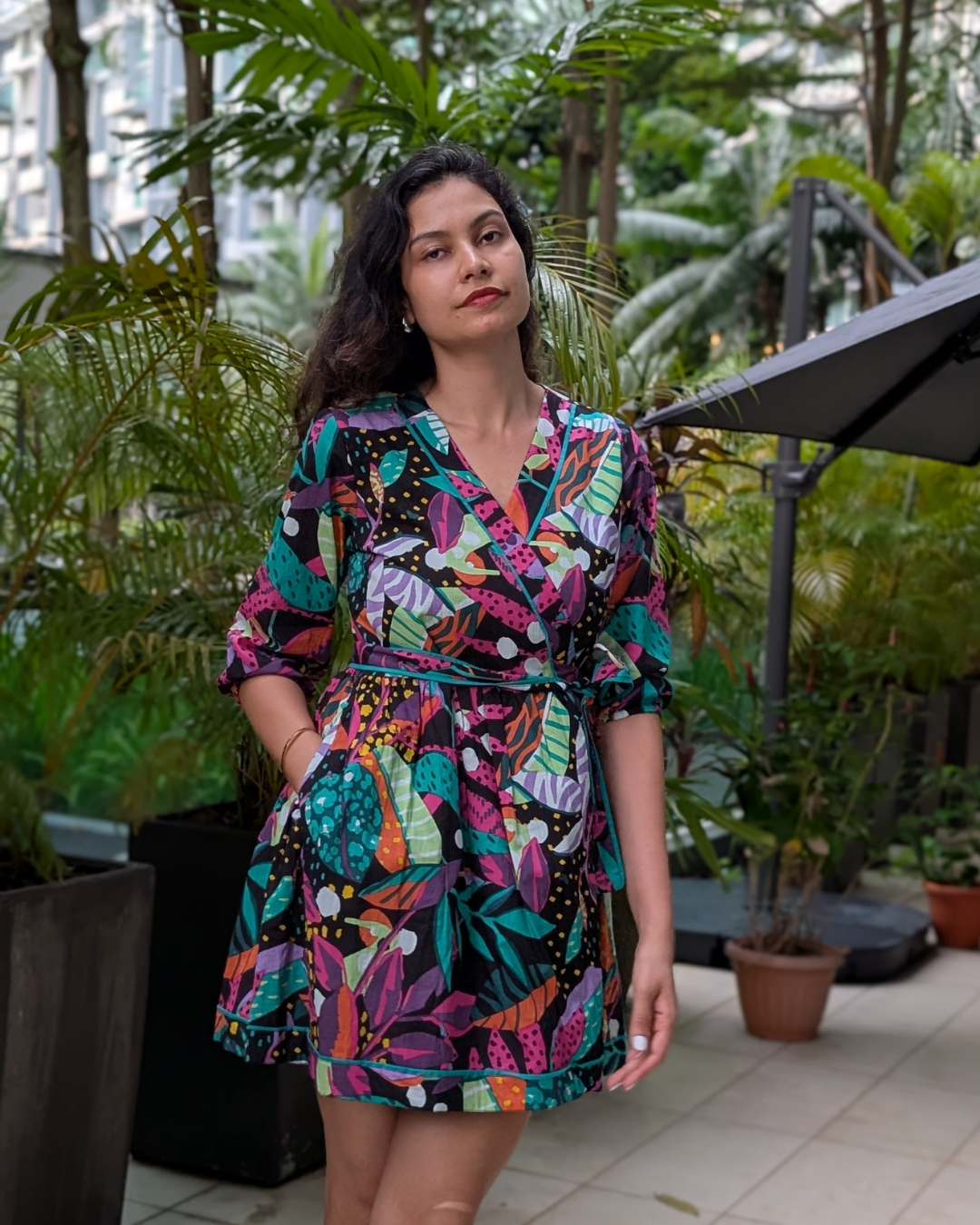 NIMBU | Havana Starry Night Wrap Dress In Cotton