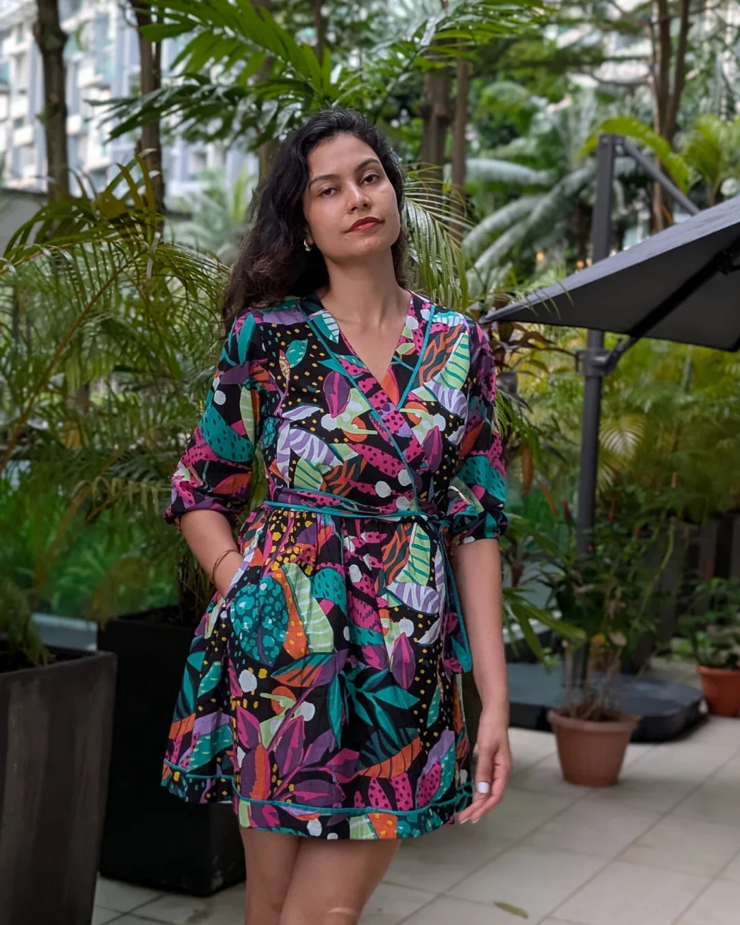 NIMBU | Havana Starry Night Wrap Dress In Cotton