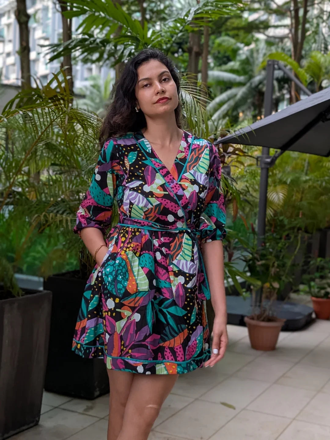 NIMBU | Havana Starry Night Wrap Dress In Cotton