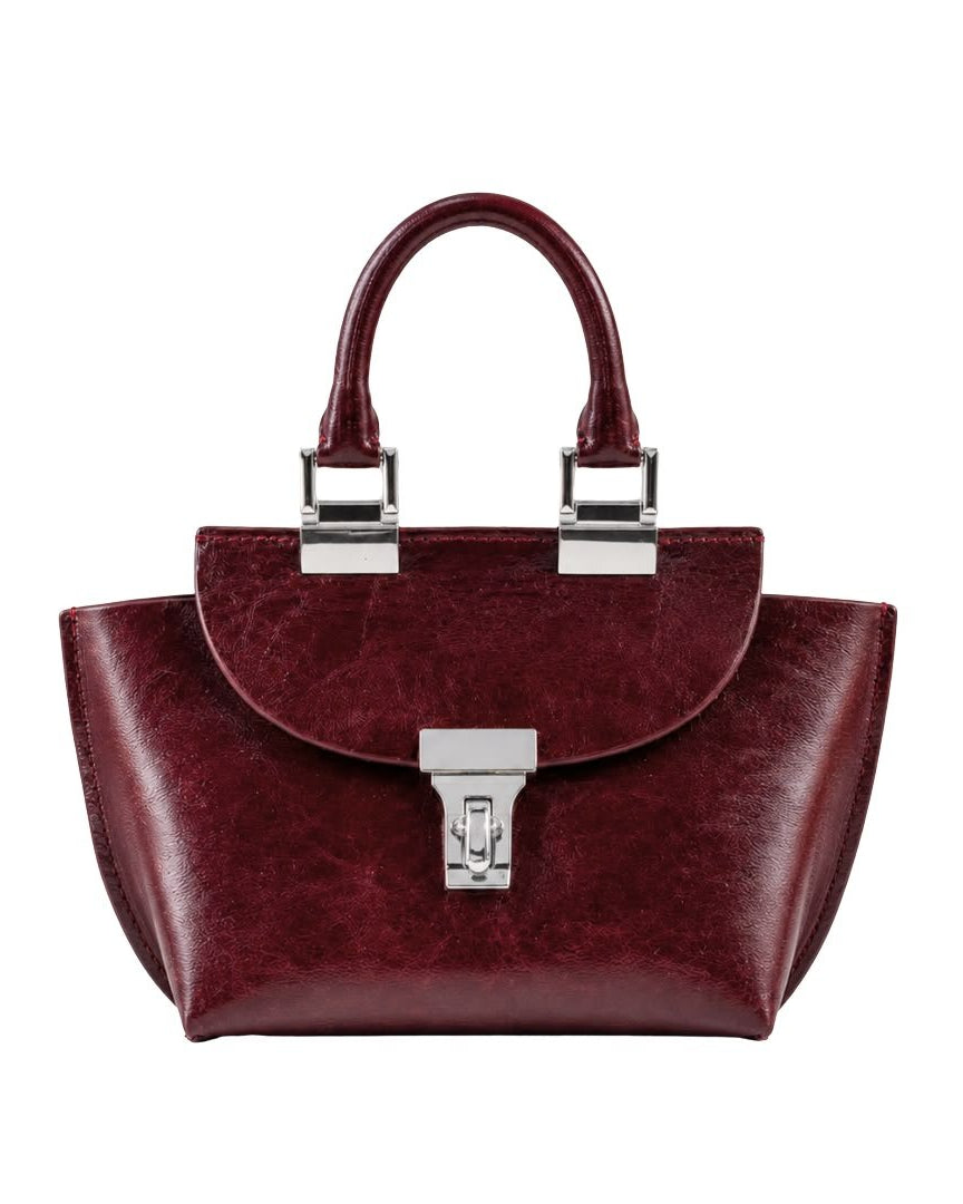 WU HAUS | Le Bon 14 Plum Leather Top Handle Bag