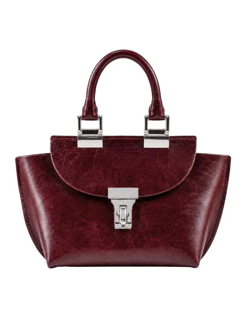 WU HAUS | Le Bon 14 Plum Leather Top Handle Bag