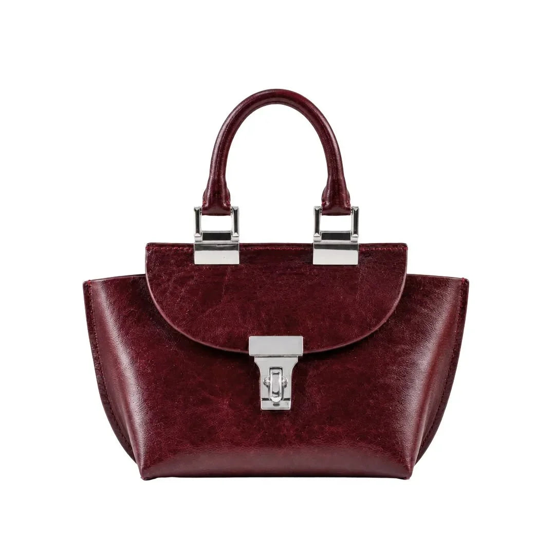 WU HAUS | Le Bon 14 Plum Leather Top Handle Bag