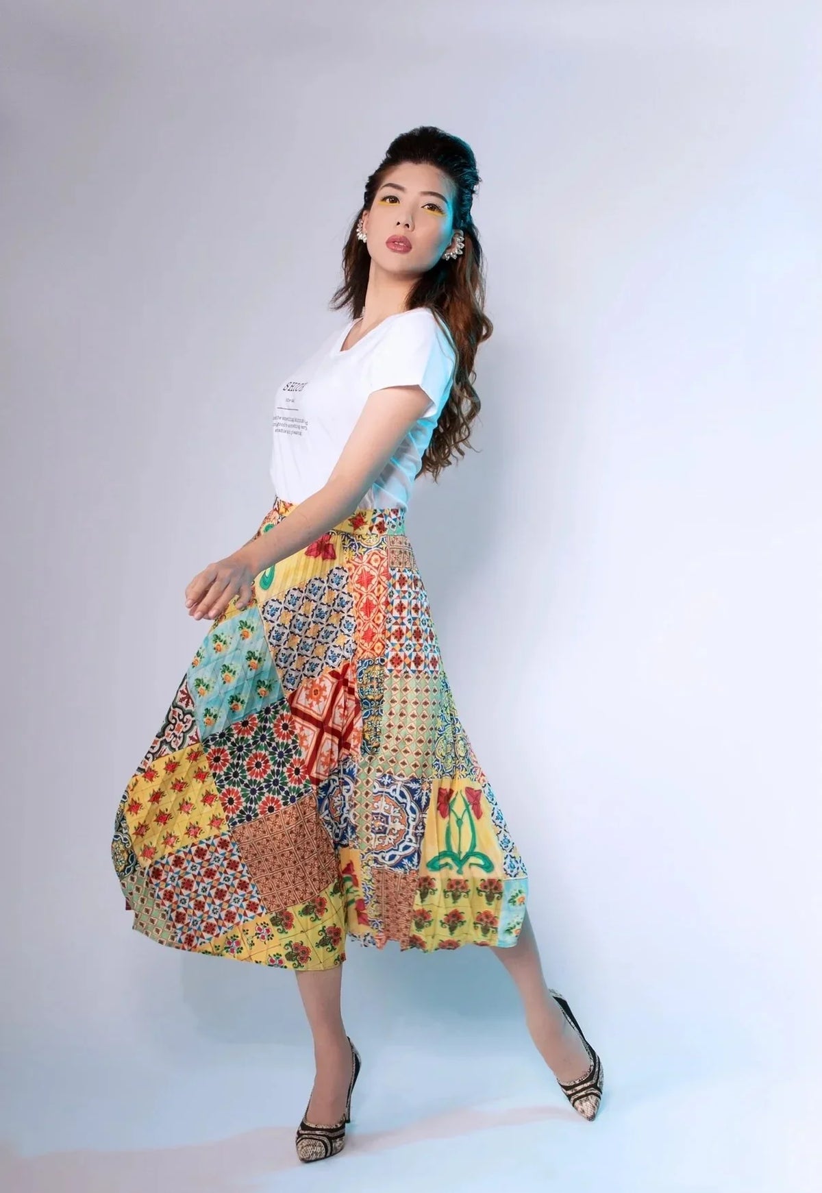 PHOTO PHACTORY | Peranakan Pleated Midi Skirt | Tuscany