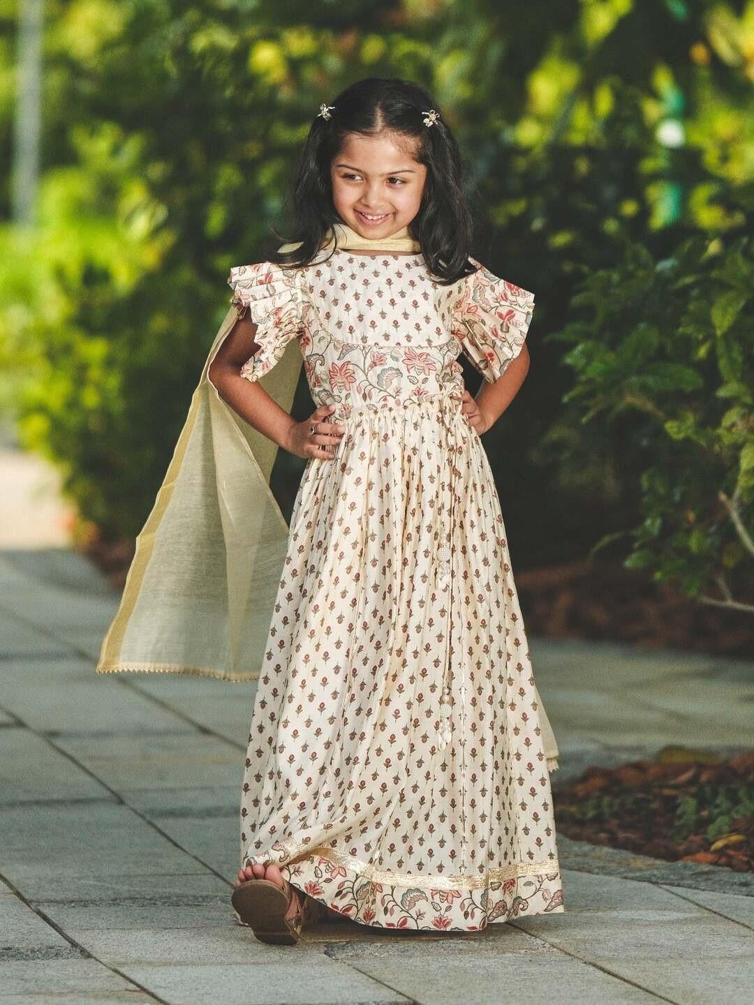 NIMBU | Nia Girls Lehenga Choli Skirt Top in Muslin Cotton