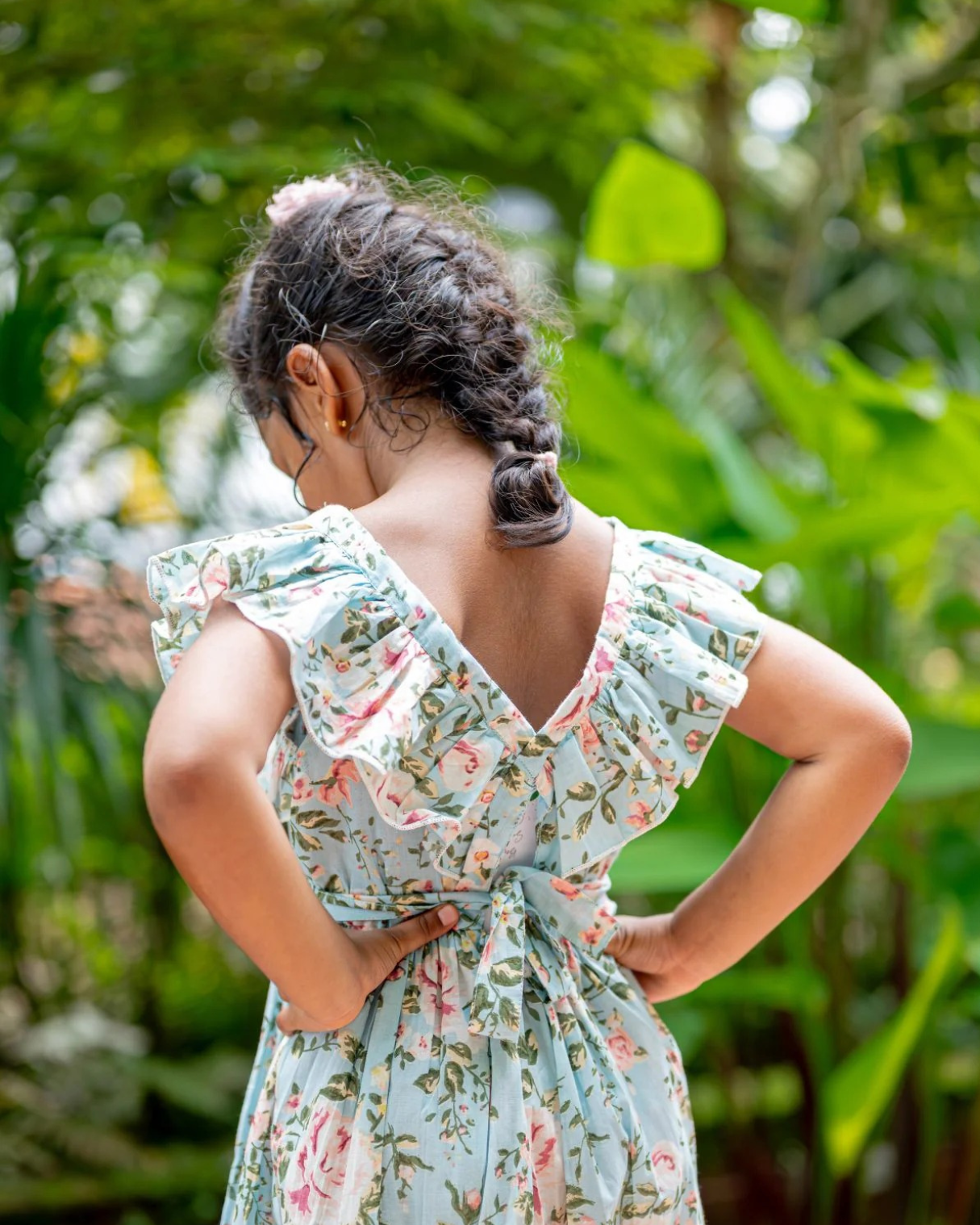 NIMBU | Anna Blue Girls Frilly Frock in Cotton