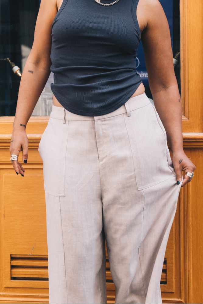 OLIVE BASICS | Jesse Wide-Leg Pocket Pants in TENCELâ„¢ Linen