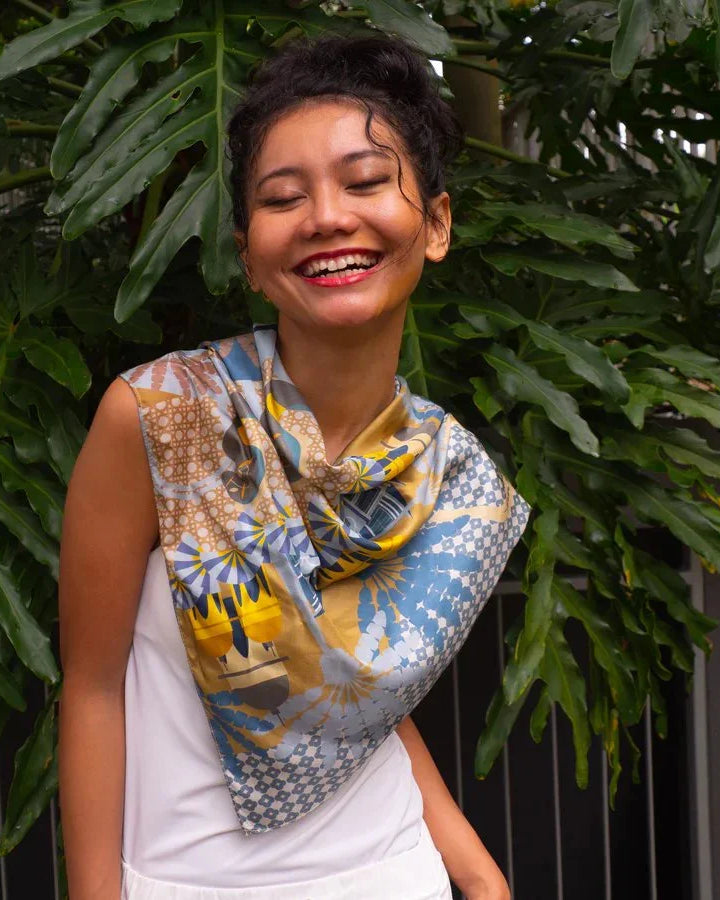 BINARY STYLE | Enchanted Kampong Glam Silk Square Scarf 87x87cm