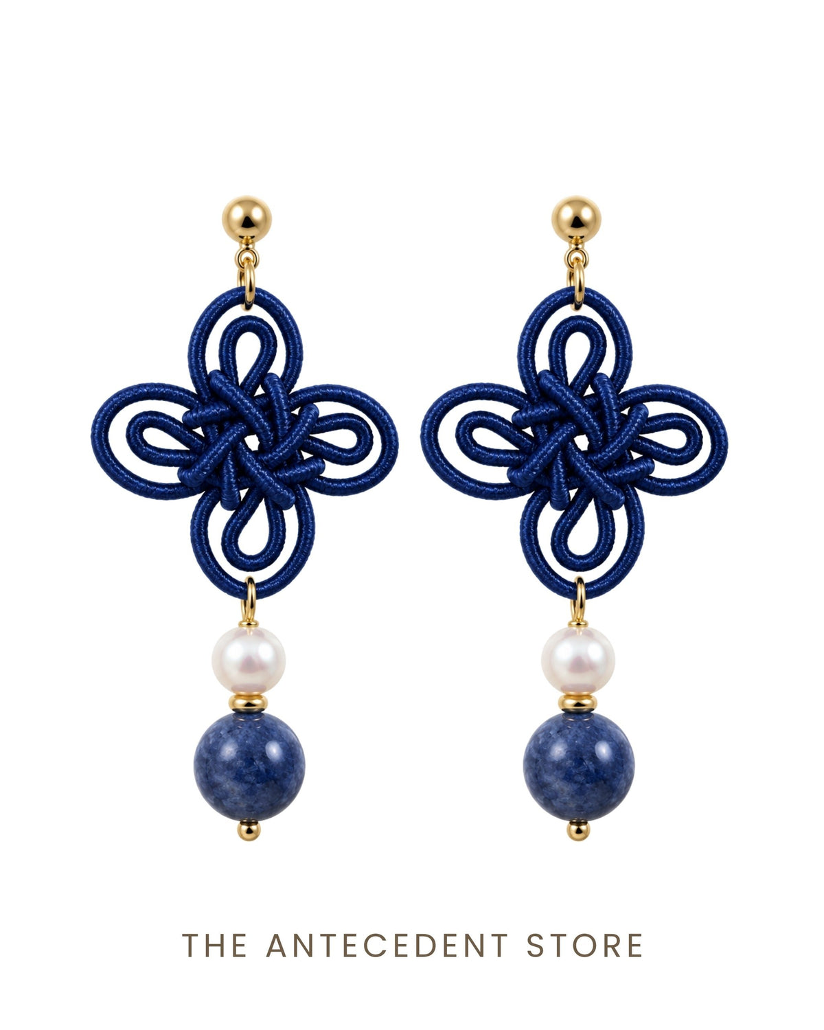 THE ANTECEDENT STORE | 吉祥结 | Statement Auspicious Knot With Kyanite Earrings