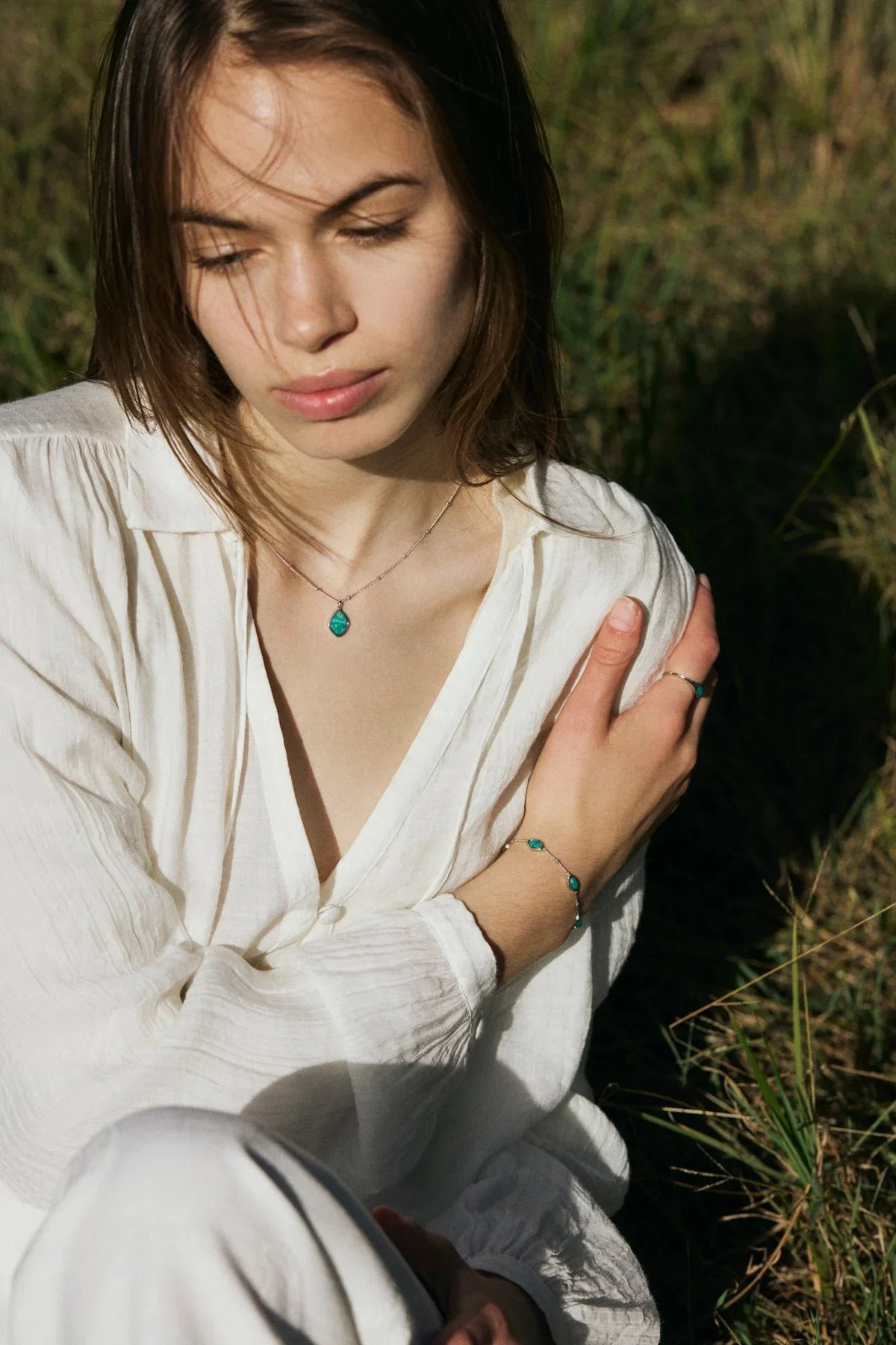 RINA LEE | Courage Amazonite Satellite Chain Necklace