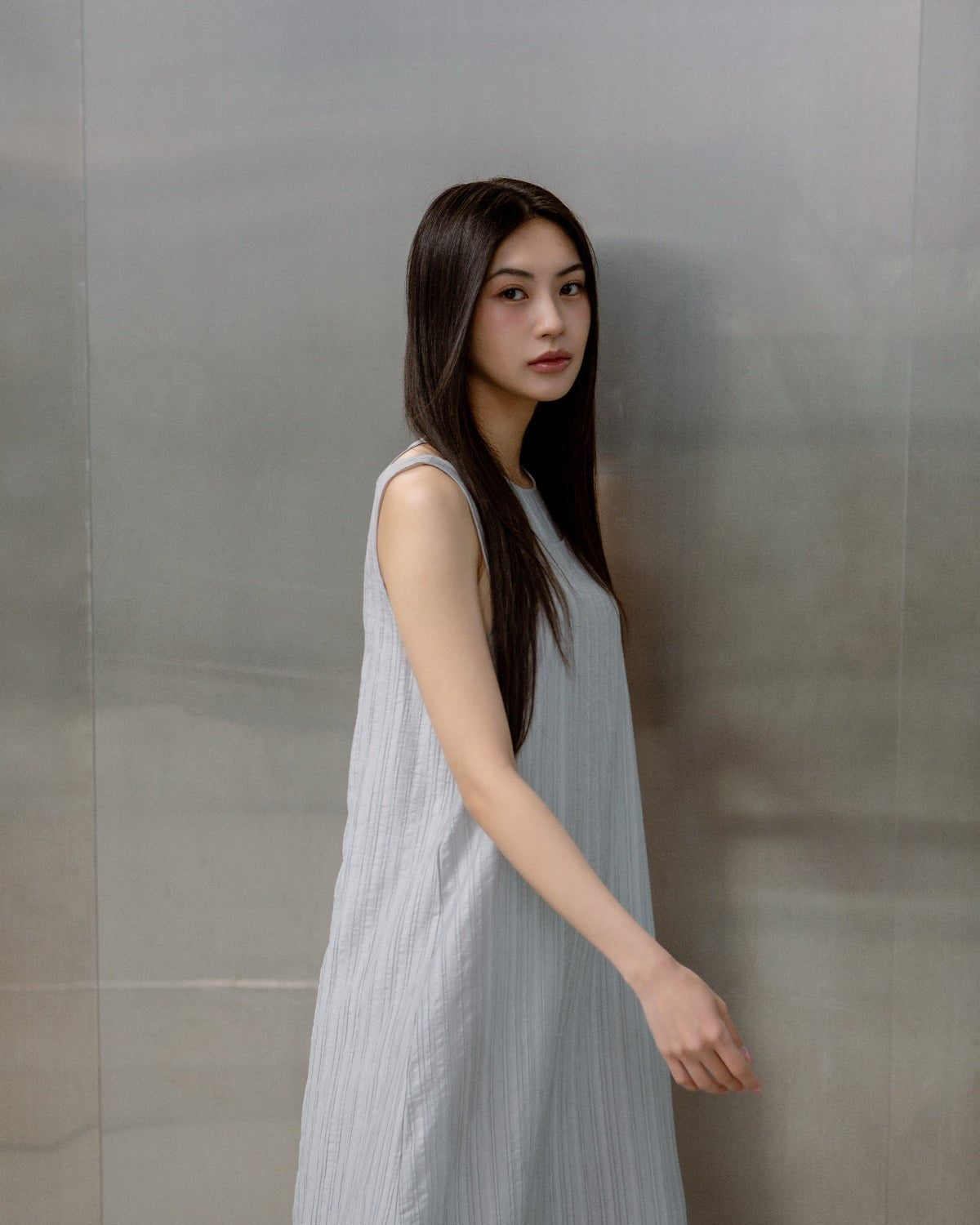 SAERO COLLECTIVE | Mok Textured Dress | Light Grey
