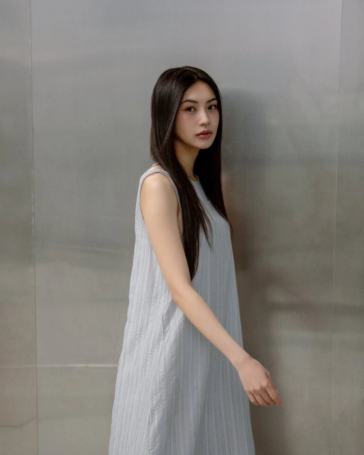 SAERO COLLECTIVE | Mok Textured Dress | Light Grey