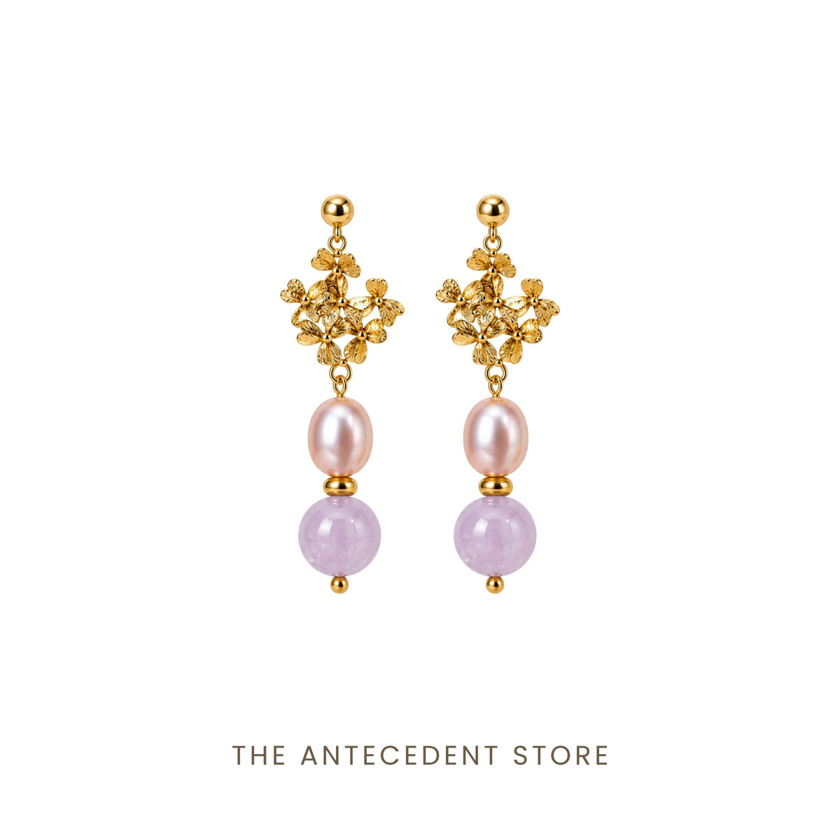 THE ANTECEDENT STORE | Rose Quartz & Freshwater Pearl Bouquet Earrings