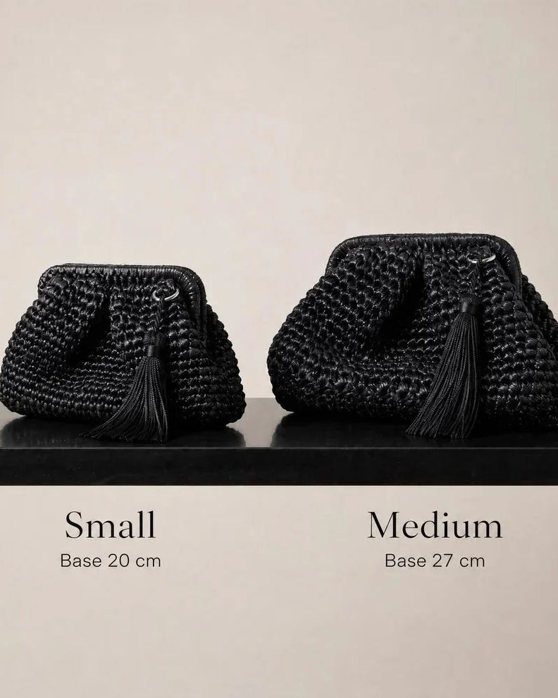 DESTI SAINT | Metallic Weave Clutch | Black
