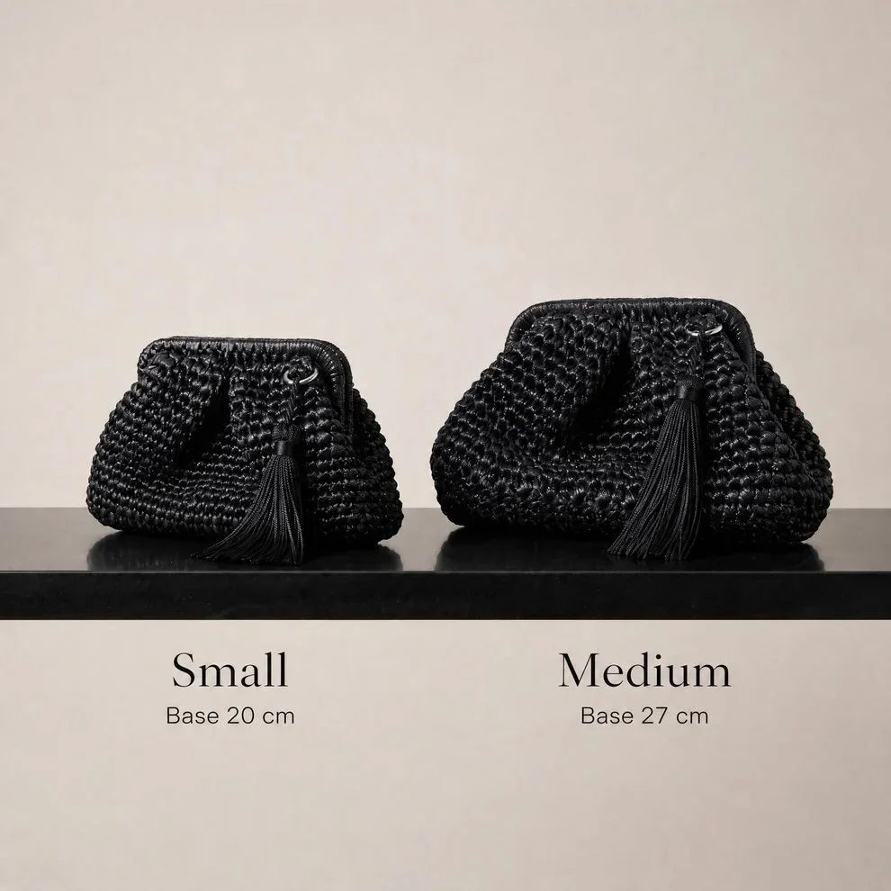 DESTI SAINT | Metallic Weave Clutch | Black
