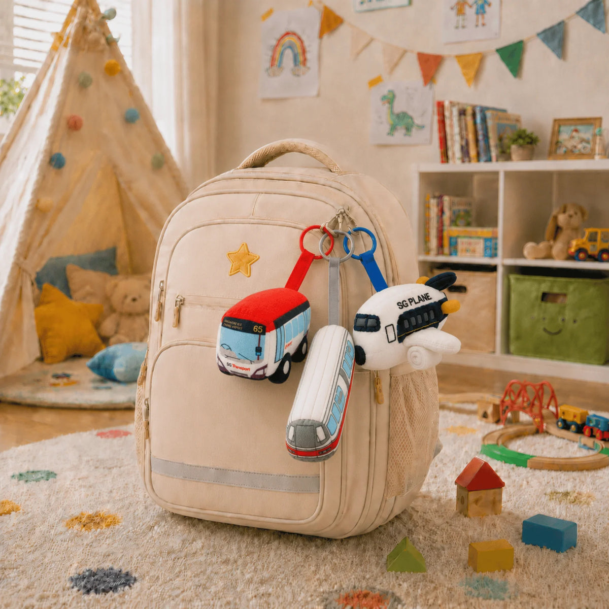 NOM | Nibbles by Nom Mini Transport Series Keychains - Squeeze to Play Sound, Soft Collectible Kids Toy