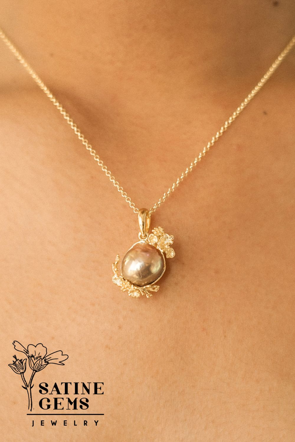 CREATIVE JEWELLERY STUDIO | Baroque Edison Pearl, Gold Plated Silver Necklace by Satine Gems Jewelry