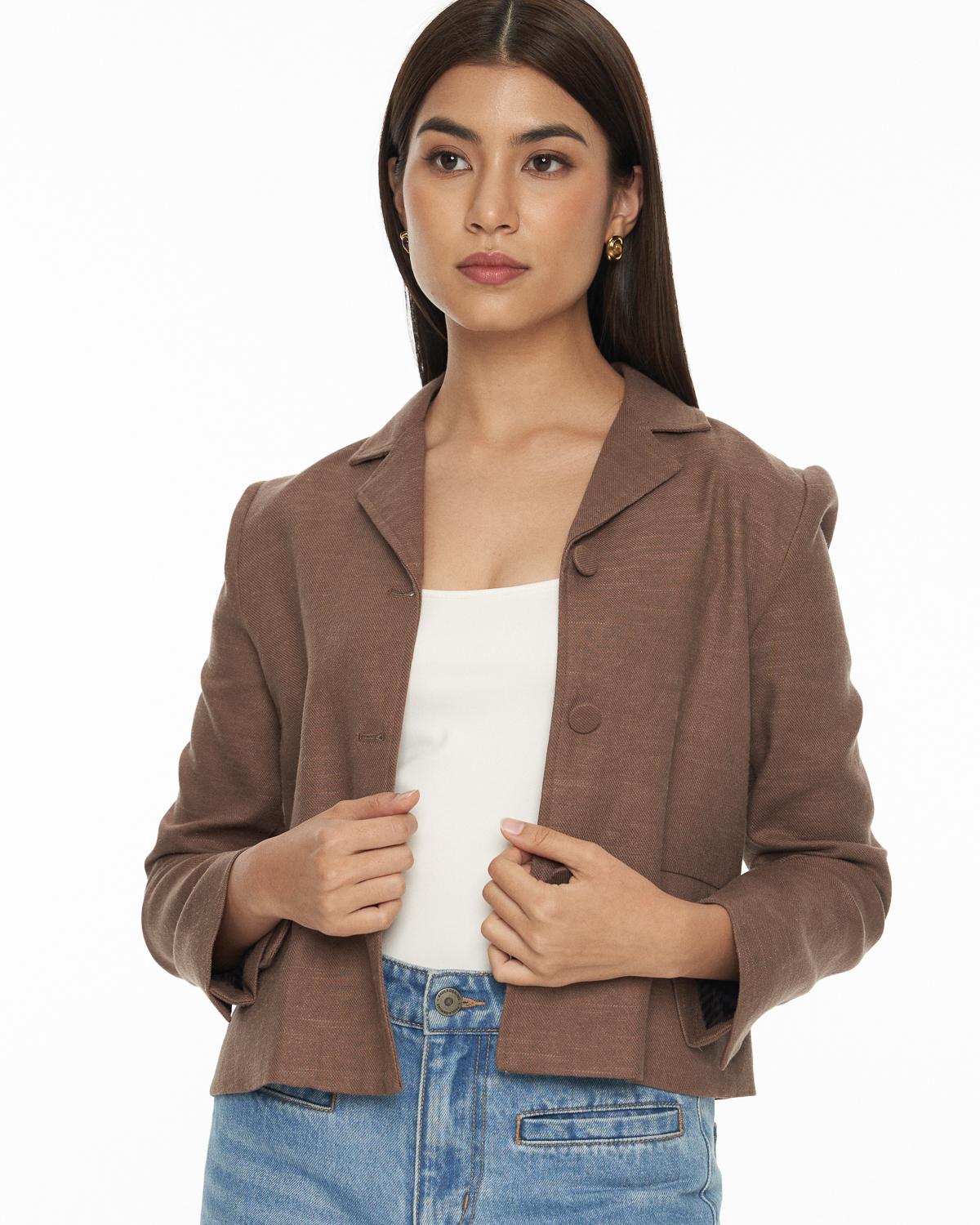 DRESSINGPAULA | Linen Cropped Blazer