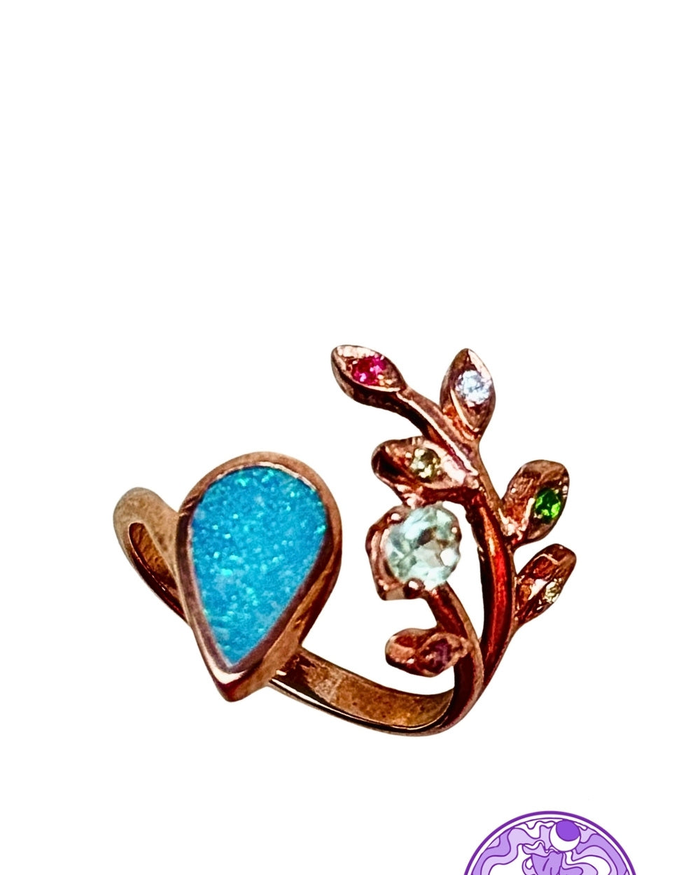 CREATIVE JEWELLERY STUDIO | Opal & Sapphire, Rose Gold Plated Silver Ring by Blissadora