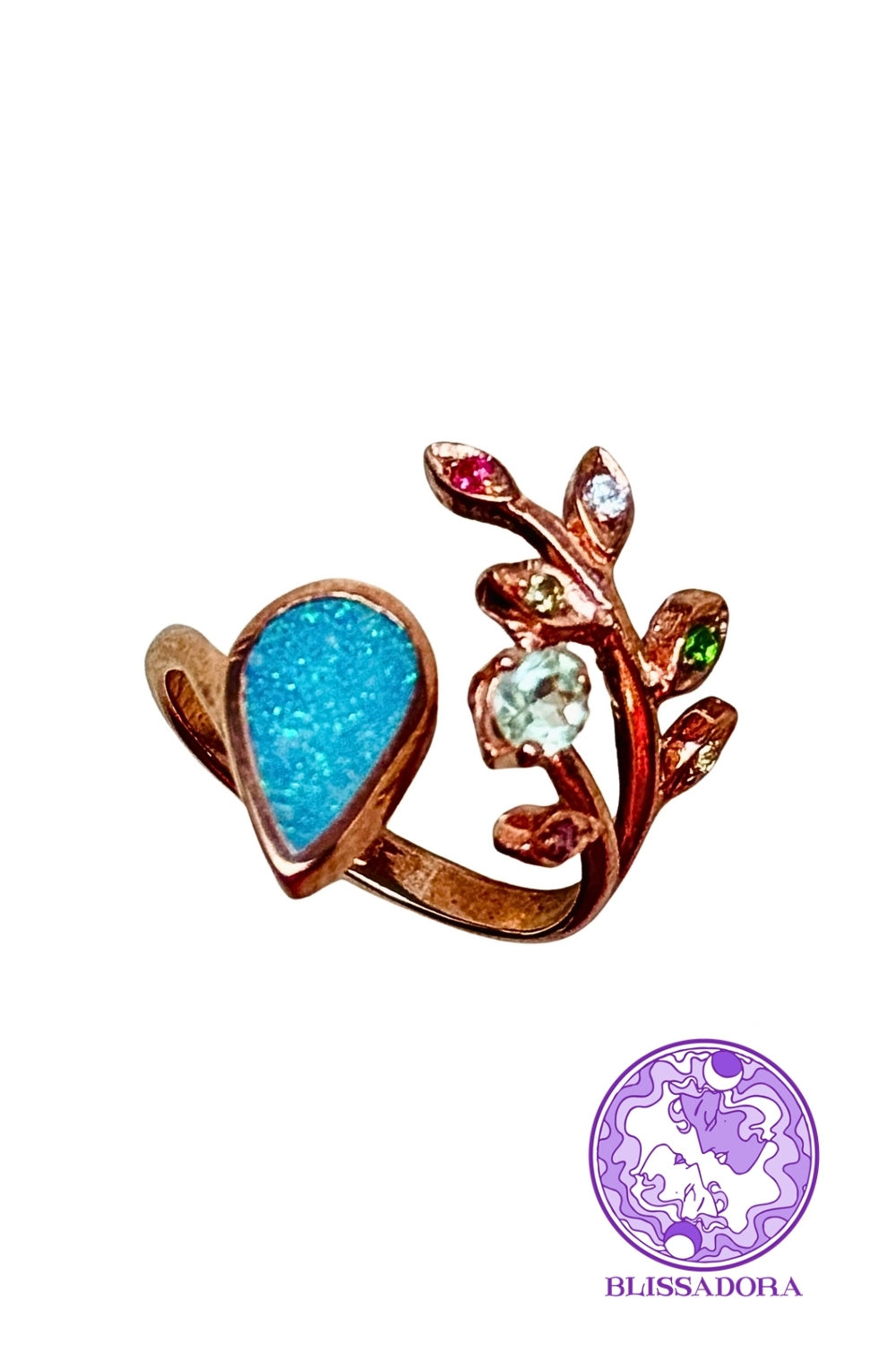 CREATIVE JEWELLERY STUDIO | Opal & Sapphire, Rose Gold Plated Silver Ring by Blissadora