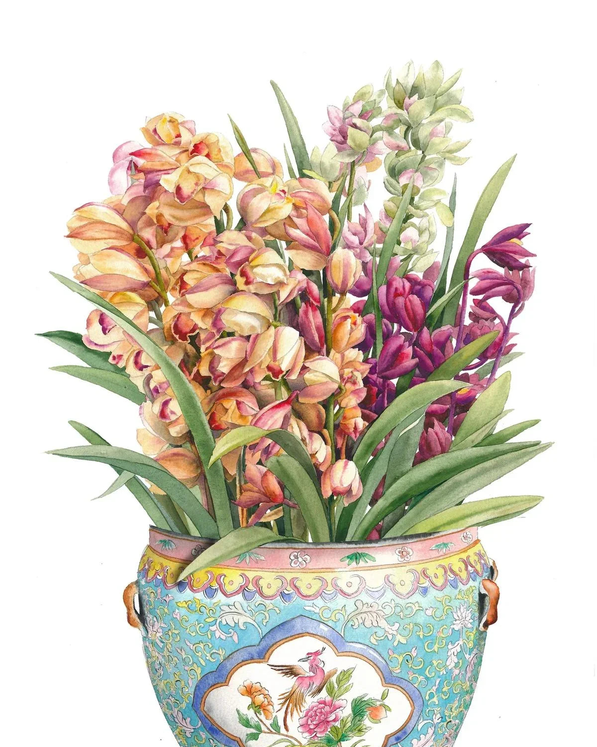 SINGLAPA | Peranakan Porcelain W Flowers Art Print