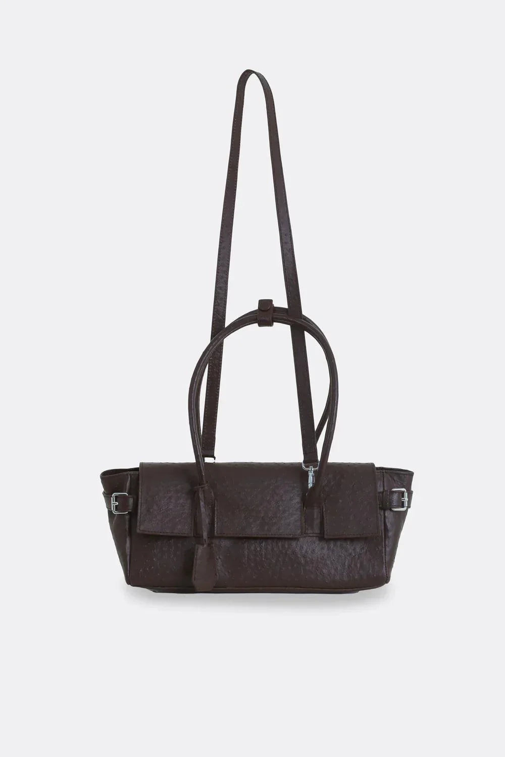 AESTHETIC PLEASURE | Rocco Baguette Bag Ostrich Brown
