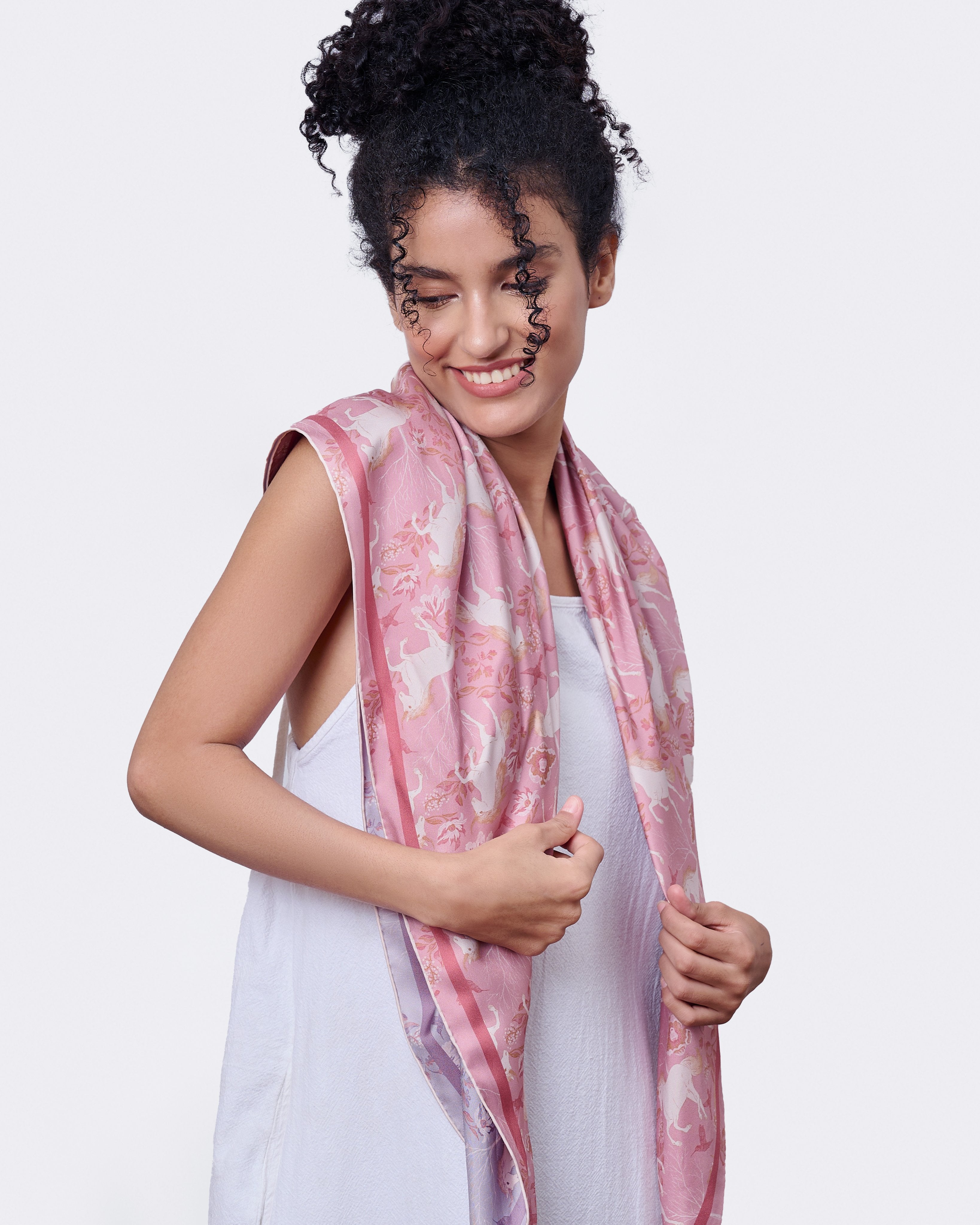 STUDIO QILING | Unicorn Spring Magic Double Side Silk Scarf 100