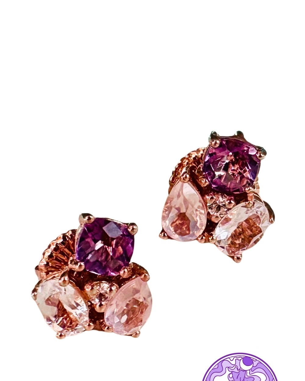 CREATIVE JEWELLERY STUDIO | Amethyst, Topaz & Rose Quartz, Rose Gold Plated Silver Earrings by Blissadora
