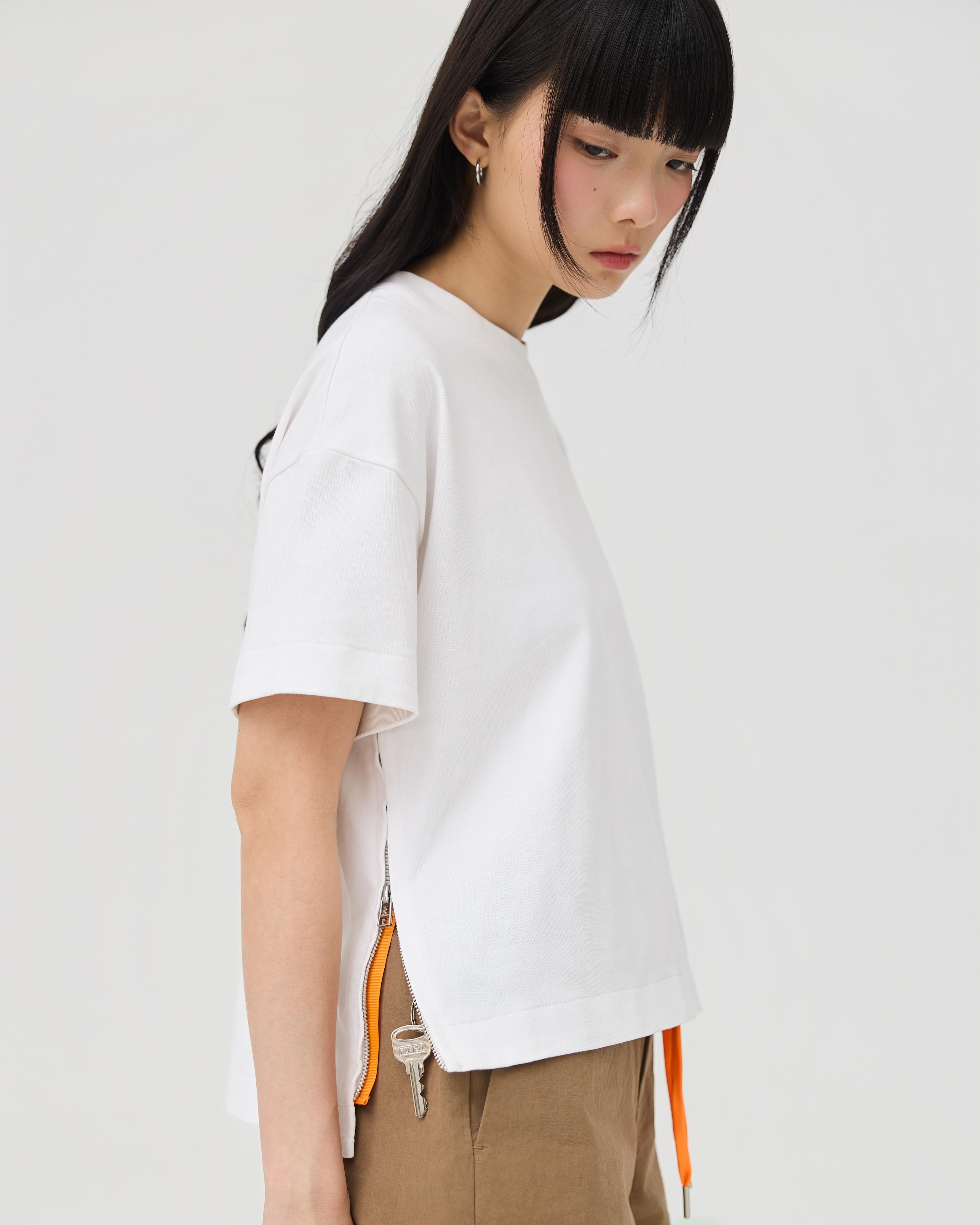 3EIGHTH | Sokko Zip Tee In Optic White