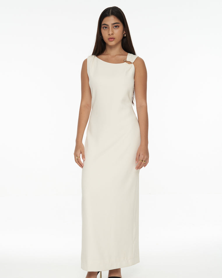 DRESSINGPAULA | Asymmetric Crepe Maxi Dress