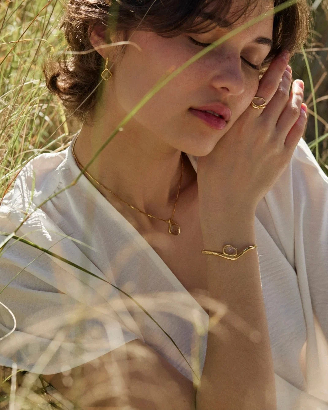 RINA LEE | GOLDEN Rutile Quartz Adjustable Chain Necklace | 18K Gold Vermeil