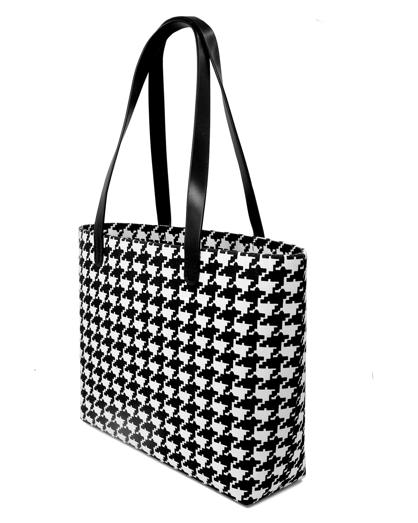 COCOONESE | Zipper Top Tote Bag - Houndstooth Check (BK)
