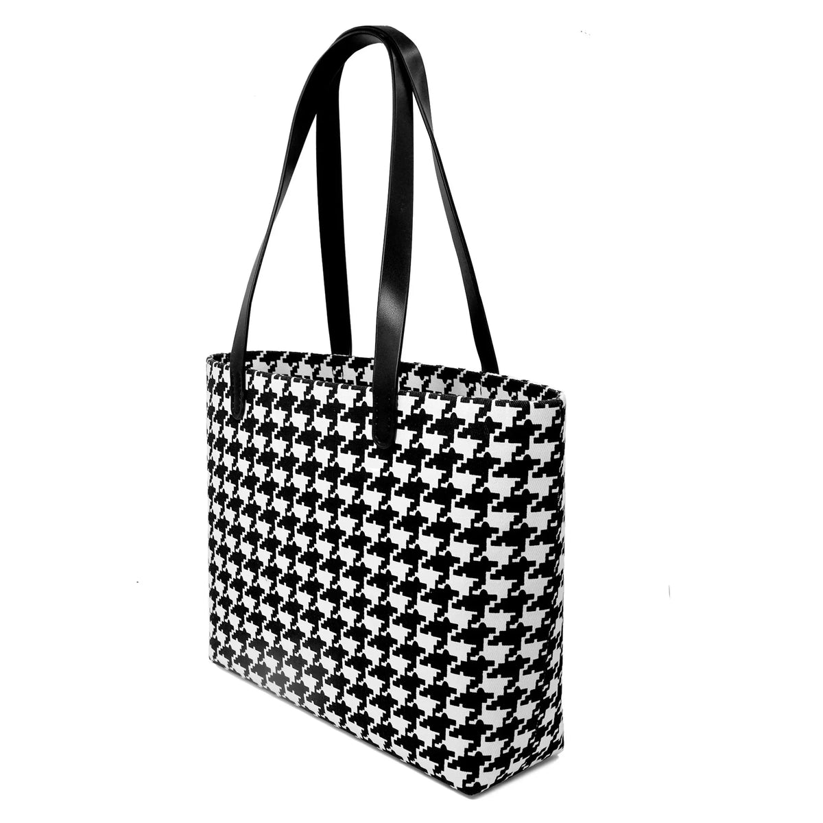 COCOONESE | Zipper Top Tote Bag - Houndstooth Check (BK)