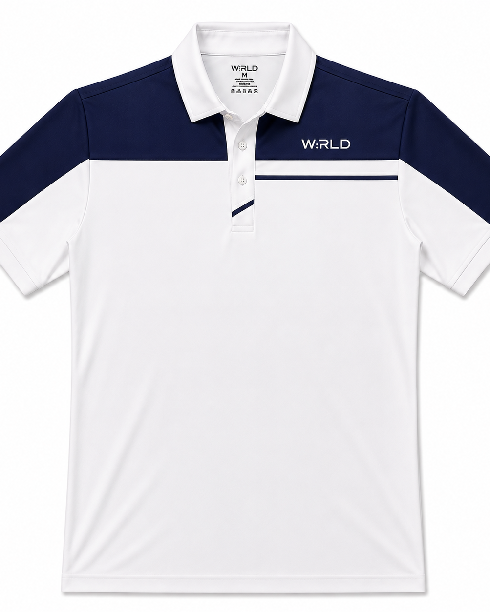 WRLD | Colour Block Polo Tee | Navy