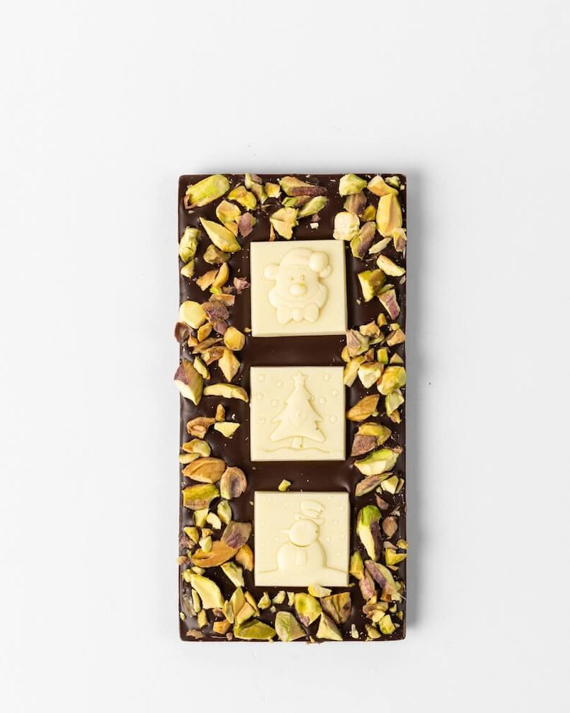 ANJALICHOCOLAT | Christmas Dark Chocolate Bar With Pistachios